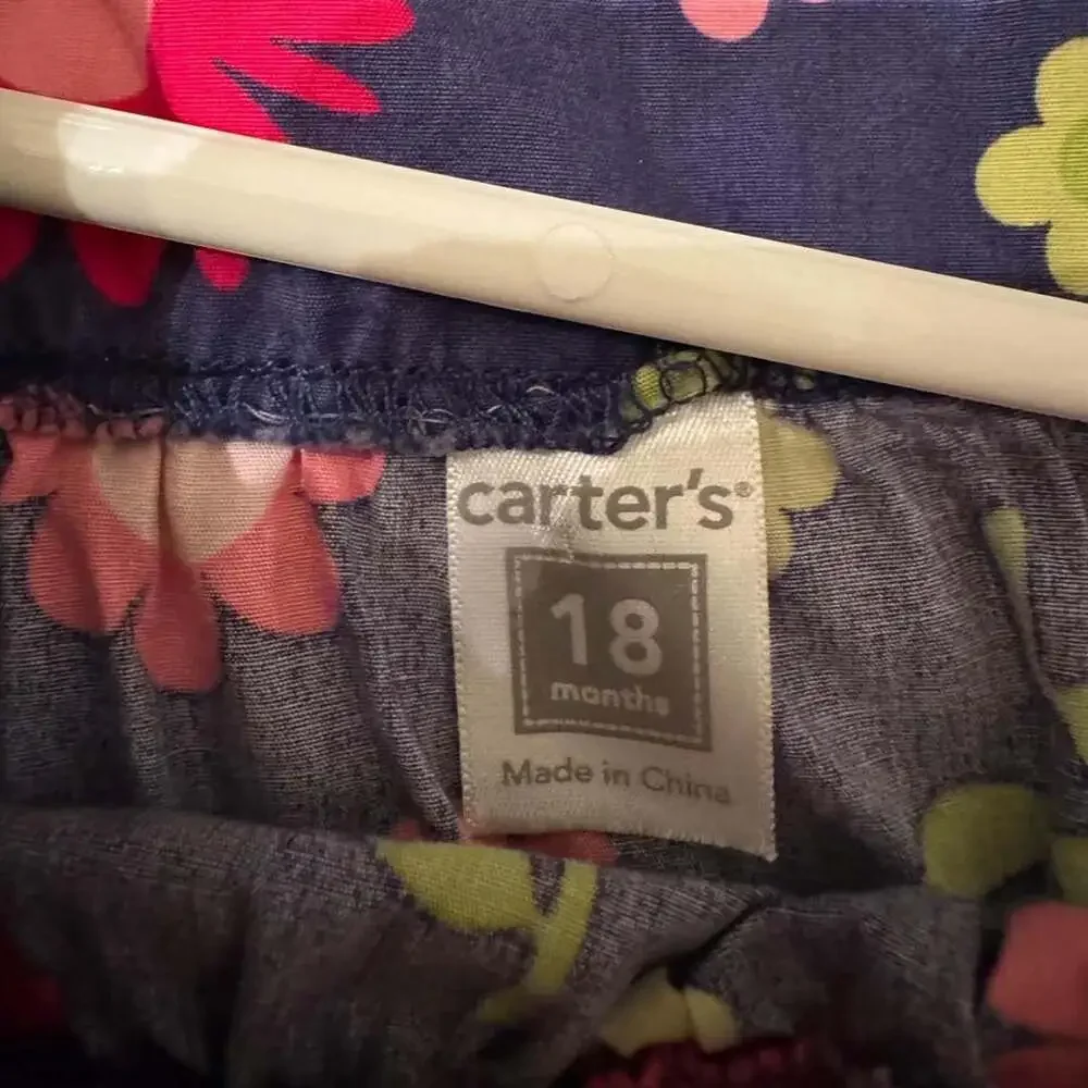Carter's Girls Floral Print Jumper Dress Size 18 Months Navy Blue